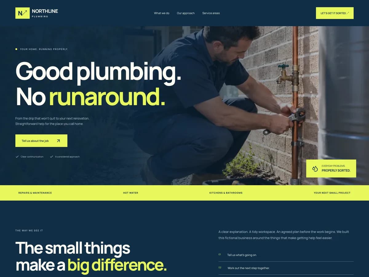 Northline Plumbing — actual website screenshot