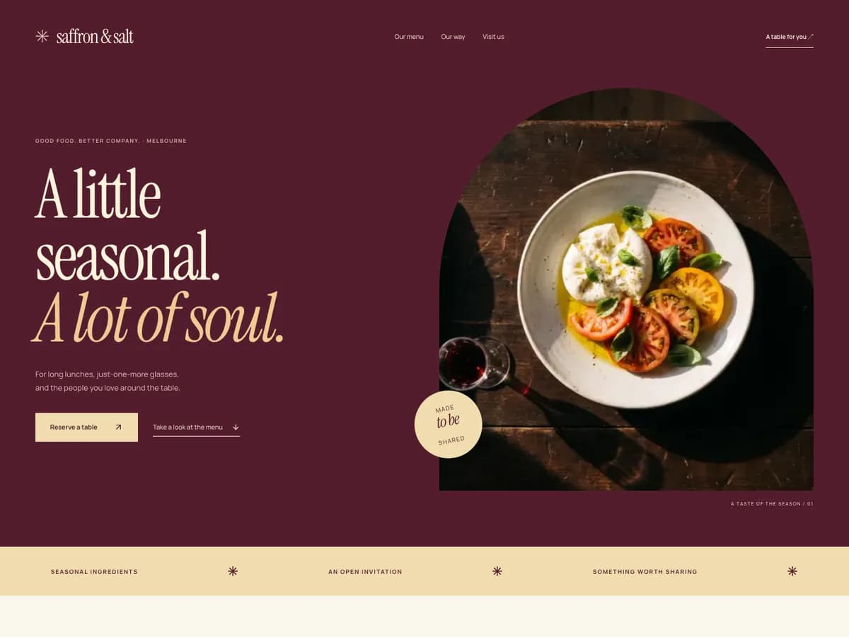 Saffron & Salt — actual website screenshot